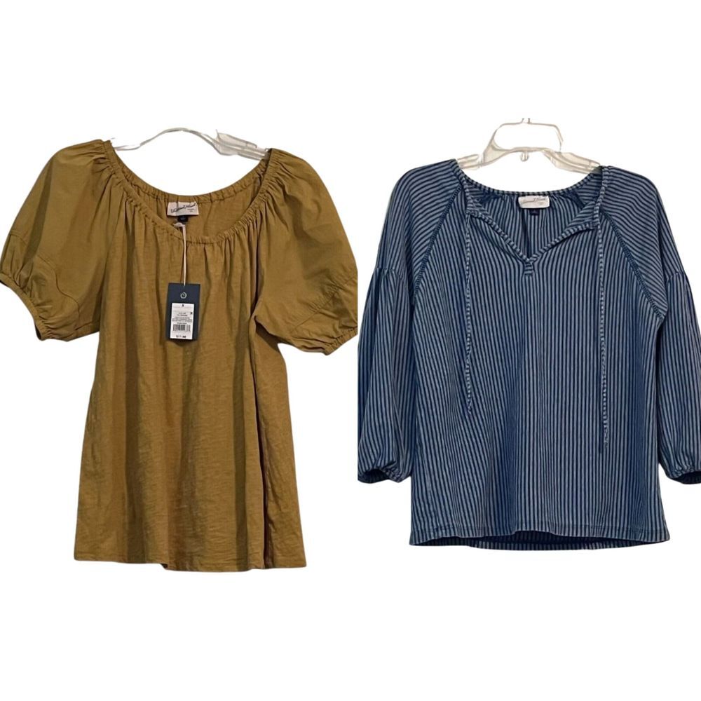 Universal Threads (Lot of 2) Size S Pullover Cotton Blouses Mustard Blue…